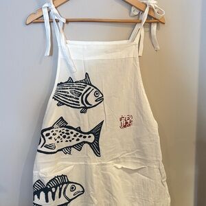 Fish Print overalls - White and Navy